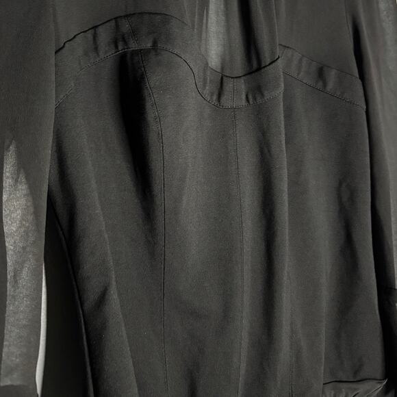 Bebe Large Black Bodysuit Sweetheart Corset Style Bust Chiffon Ruffle Sleeve - Picture 4 of 6